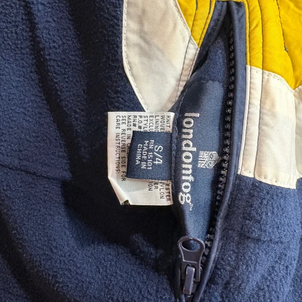 London fog vintage ski jacket yellow 2 in 1 fleece sweater size 4‎ S Waterproof